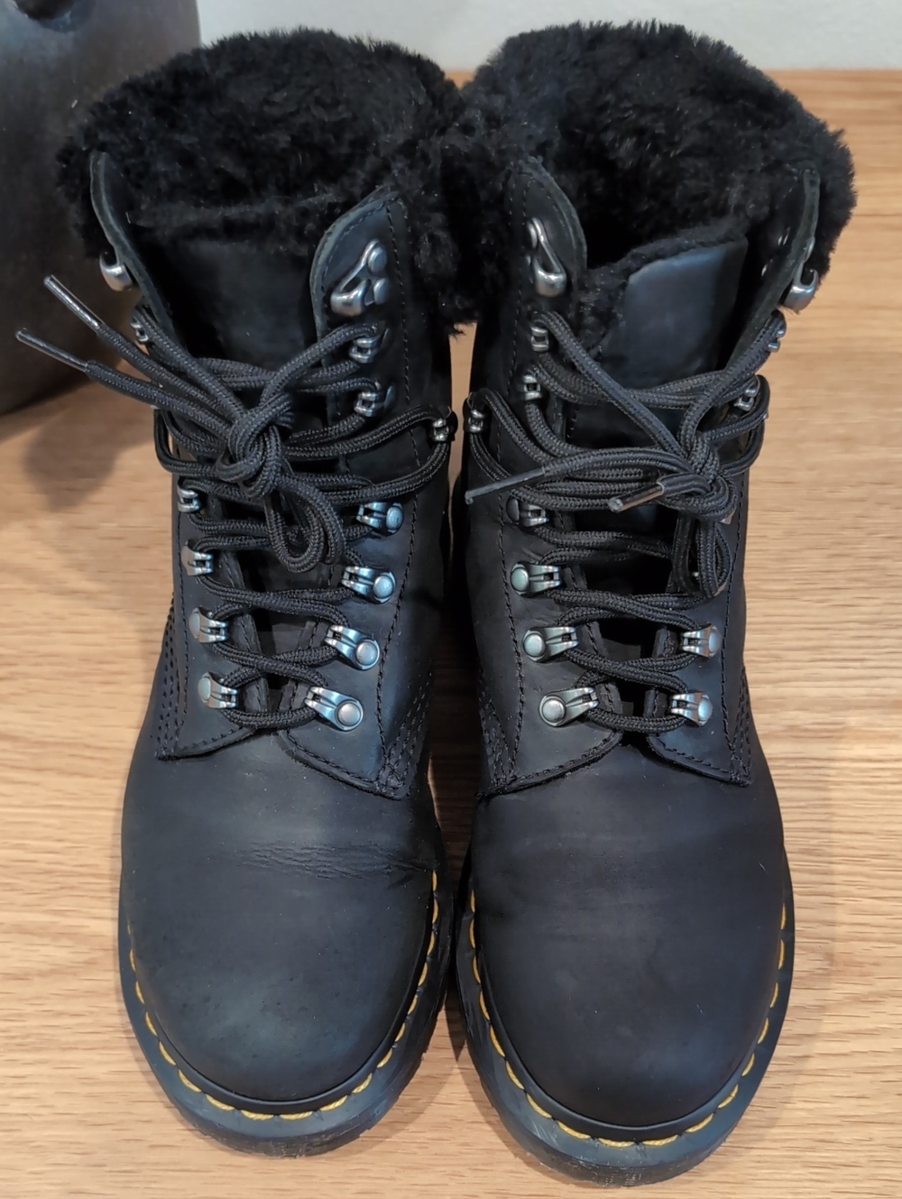DR. MARTENS 1460 SERENA COLLAR STREETER FAUX FUR LINED LACE UP BOOTS - Picture 2 of 6